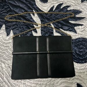 Longchamp Suede Shoulder Bag or Clutch in Black